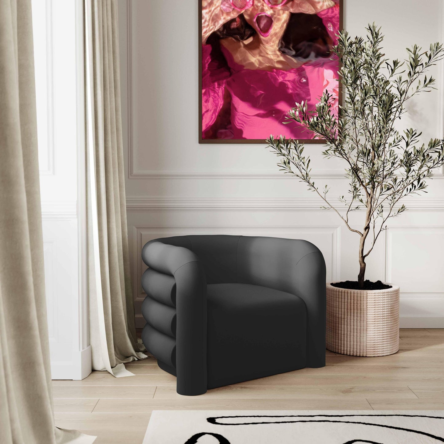Comet Black Velvet Lounge Chair