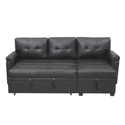 Convertible Reversible Sectional Sofa with Pull-Out Sleeper Bed, Hidden Storage Chaise, and Durable Legs