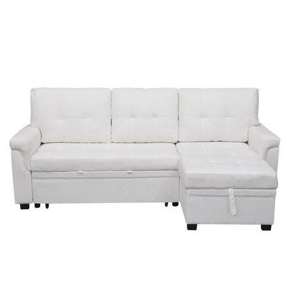 Convertible Reversible Sectional Sofa with Pull-Out Sleeper Bed, Hidden Storage Chaise, and Durable Legs
