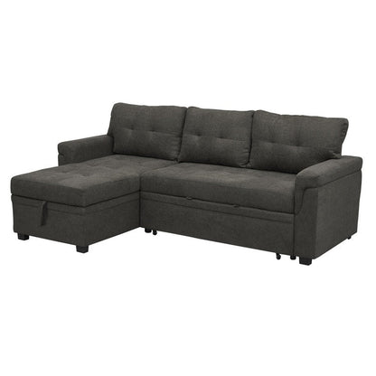 Convertible Reversible Sectional Sofa with Pull-Out Sleeper Bed, Hidden Storage Chaise, and Durable Legs
