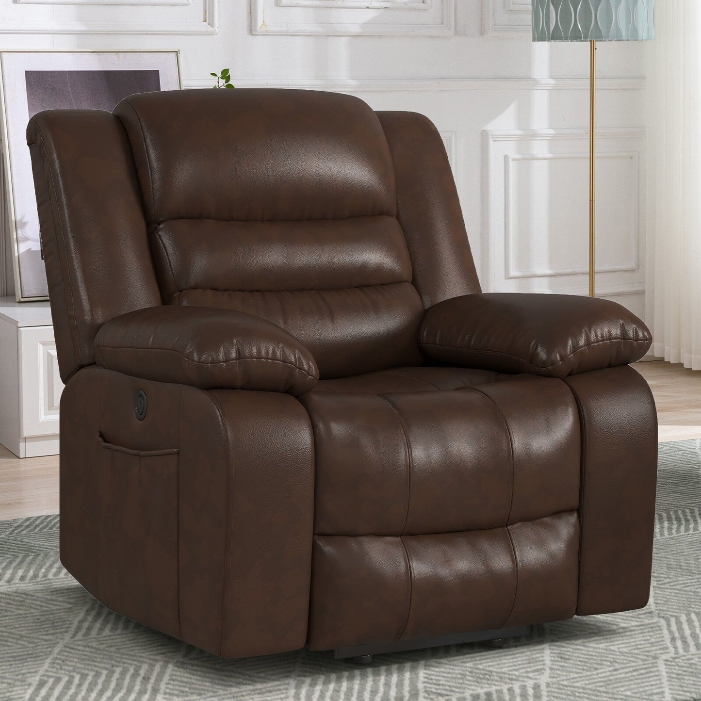 Leather Lift Recliner Chair With Dual Motor, Oversized Power Recliners With Electric Massage Heating