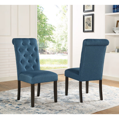 Roundhill Furniture Leviton Solid Wood Tufted Dining Chair (Set of 2)