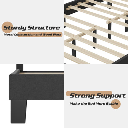 Lifezone Adjustable Queen Size Upholstered Platform Bed Frame