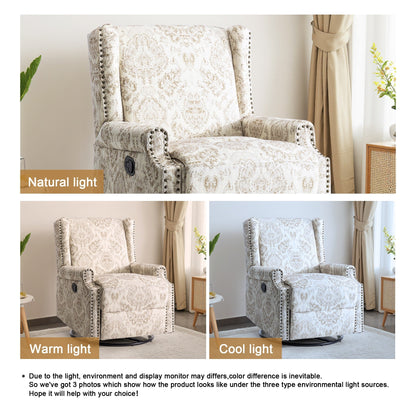 29'' W Pattern Swivel Glider Manual Push Back Recliner Chair Set of 2