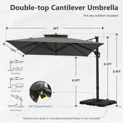 MAISON ARTS 12 FT Automatic Hydraulic Cantilever Umbrella Aluminum Pole 360 Degree Rotation