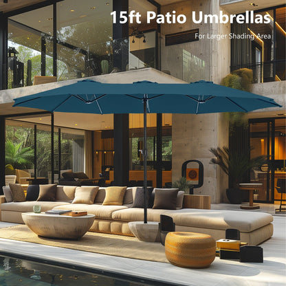 MAISON ARTS 15ft Double-Sided Patio Extra Large Twin Umbrella with Base Included