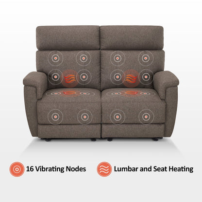 MCombo 60.2 Power Loveseat Recliner Sofa with Massage and Dual Heating, Adjustable Headrest, USB & Type C Port, Fabric
