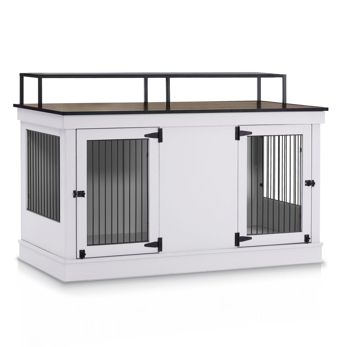 Mcombo Large Dog Crate Furniture TV Stand,Wooden Dog Kennel with Double Doors 1861