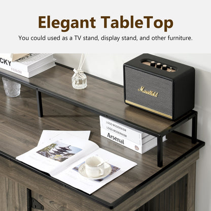 Mcombo Large Dog Crate Furniture TV Stand,Wooden Dog Kennel with Double Doors 1861