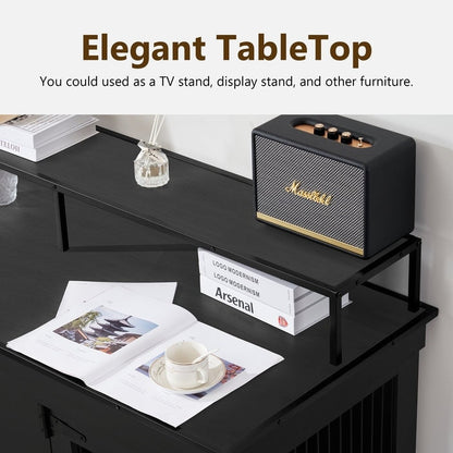 Mcombo Large Dog Crate Furniture TV Stand,Wooden Dog Kennel with Double Doors 1861