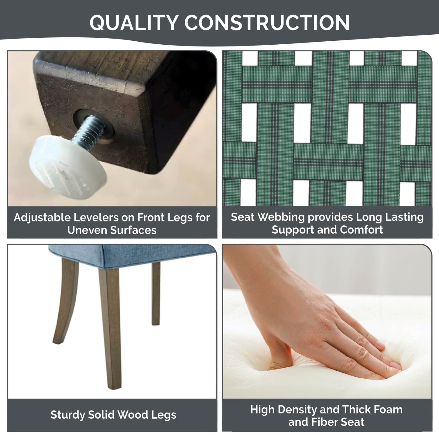 Madison Park Signature Ultra Upholstered Dining Side Chairs With Wood Legs (Set of 2) - N/A