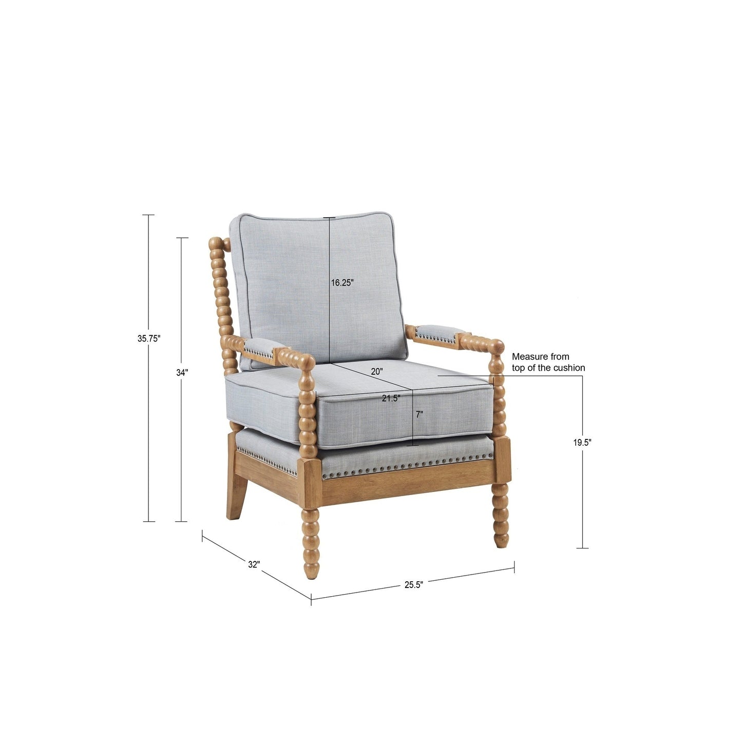 Madison Park Donohue Turned Wood Frame Armchair