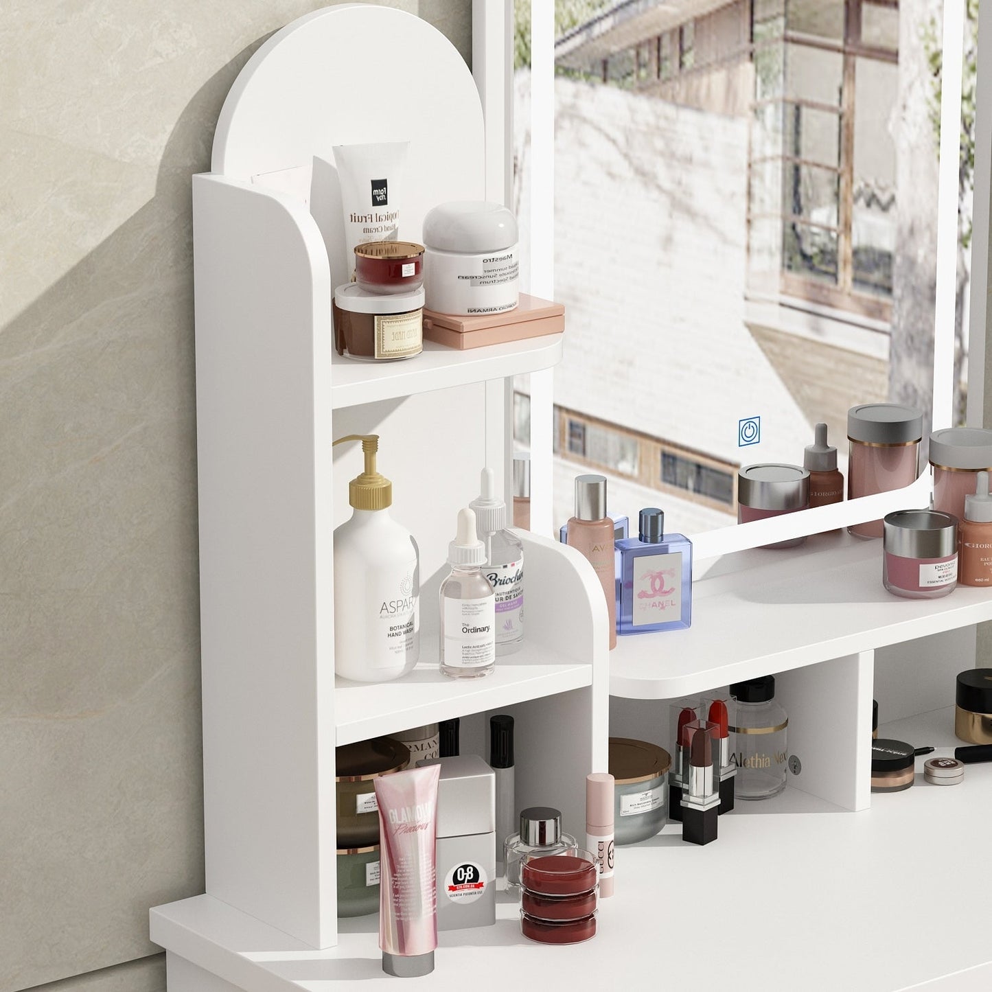 Makeup Vanity Set Table With LED Light &Mirror & Stool