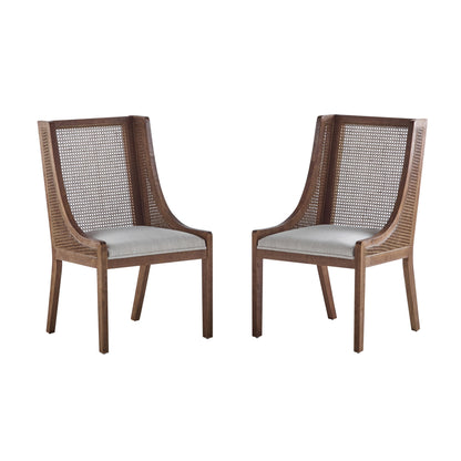 Maurers Cane and Wood Upholstered Dining Chairs (Set of 2) by Christopher Knight Home