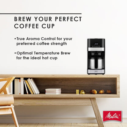 Melitta Aroma Tocco 8-Cup Drip Coffee Maker with Thermal Carafe and Touch Control Display