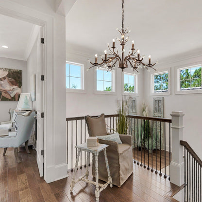 Farmhouse Retro Tree Branch Crystal Chandelier Candle-Style Pendant Light