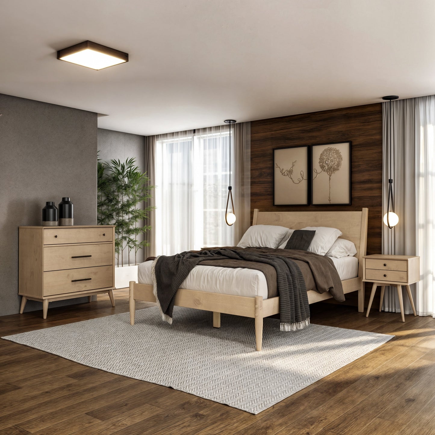 Mid-Century Panel Bed