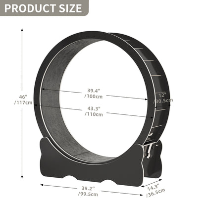 Moasis 43.3 inch Wood Large Cat Treadmill Exercise Running Wheel with Carpeted Runway