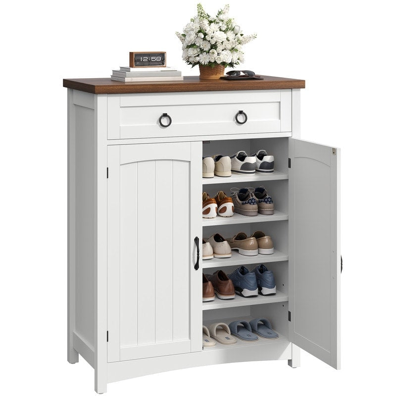 Moasis 5-tier 20 Pair Shoe Storage Cabinet with Double Doors for Entryway