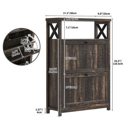 Moasis Shoe Storage Cabinet Organizer with 2 Compartments for Entryway Hallway