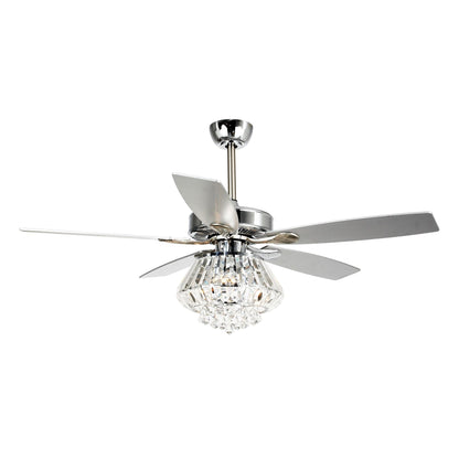 Modern Chrome 52-inch Crystal Chandelier Ceiling Fan with Remote