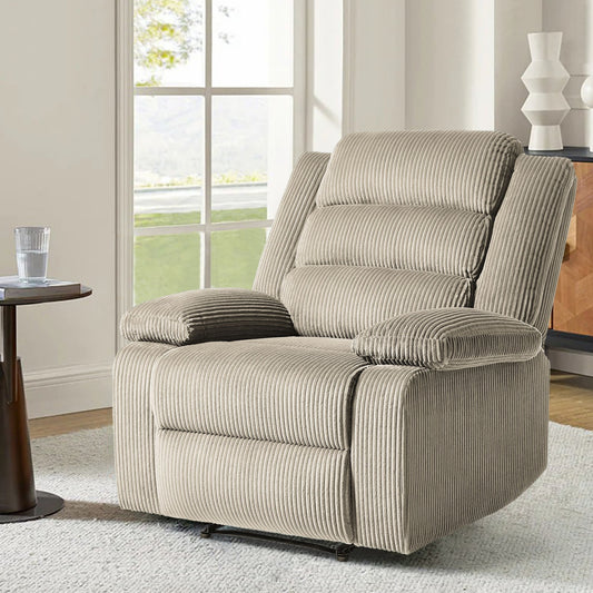 Modern Corduroy Manual Recliner Chair, Lounger Adjustable Recliners with Wide Armrest