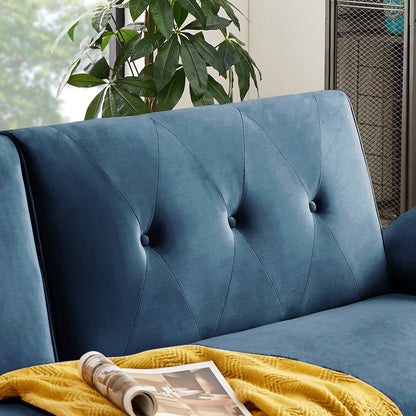 Modern Futon Sofa Bed, Convertible Sleeper Sofa with Tapered Wood Legs, 78.35 W, Small Split Back Sofa for Living Room