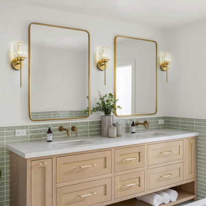 Modern Gold Dimmable Wall Light Glam Cylinder Bathroom Crystal Vanity Light Wall Sconces