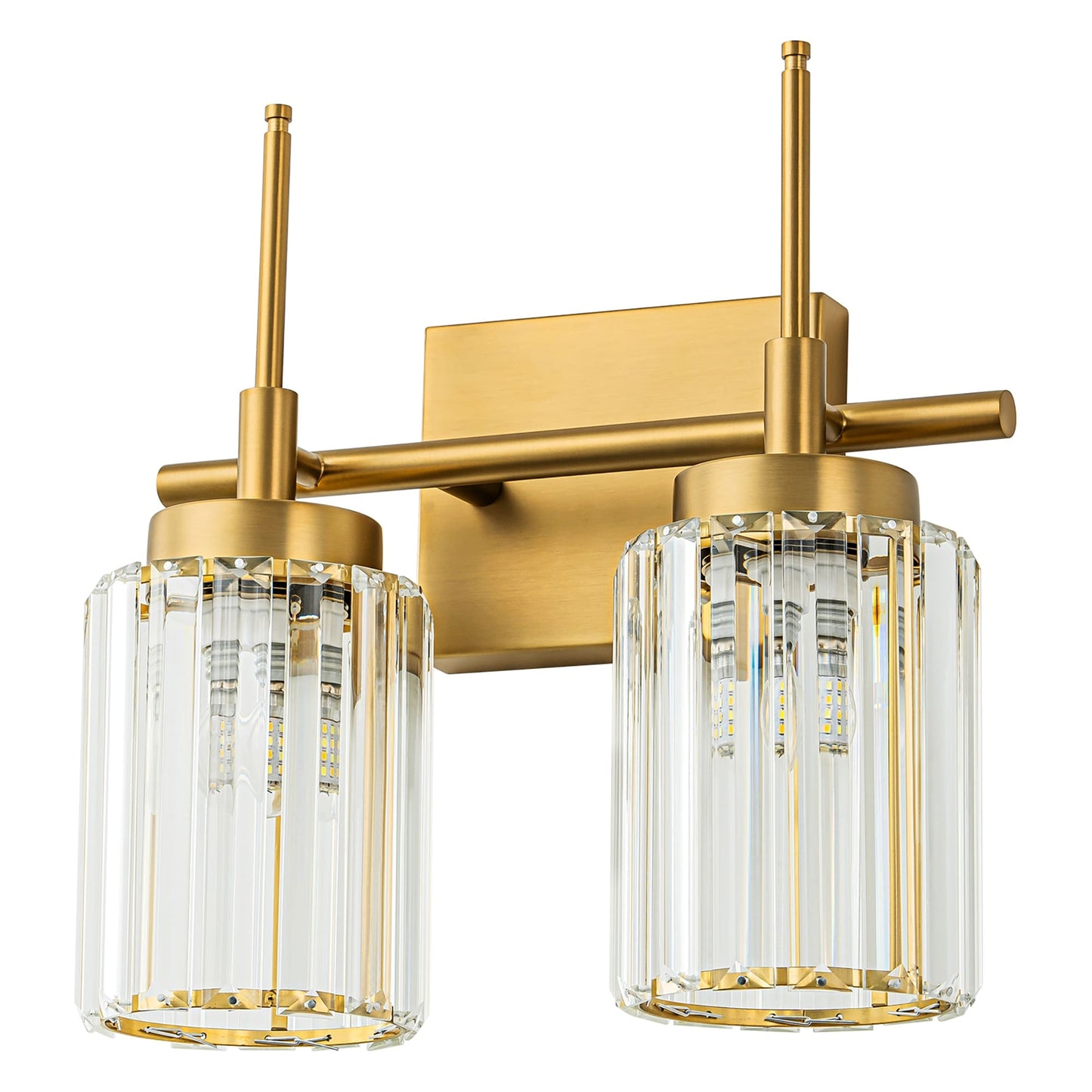 Modern Gold Dimmable Wall Light Glam Cylinder Bathroom Crystal Vanity Light Wall Sconces