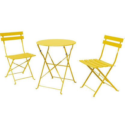 3pc Metal Folding Bistro Set, Weather-Resistant Outdoor/Indoor Conversation Set for Patio, Yard, Garden