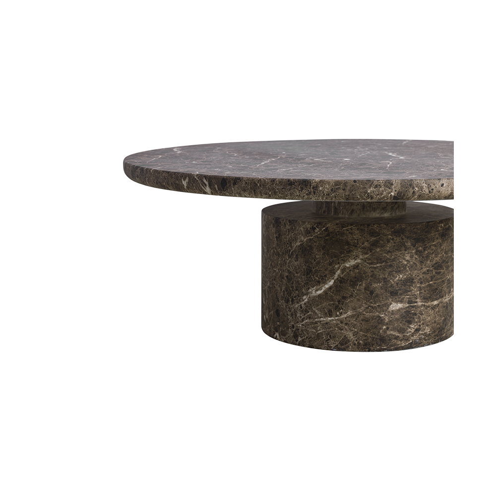 Monaco Round Coffee Table Brown Marble
