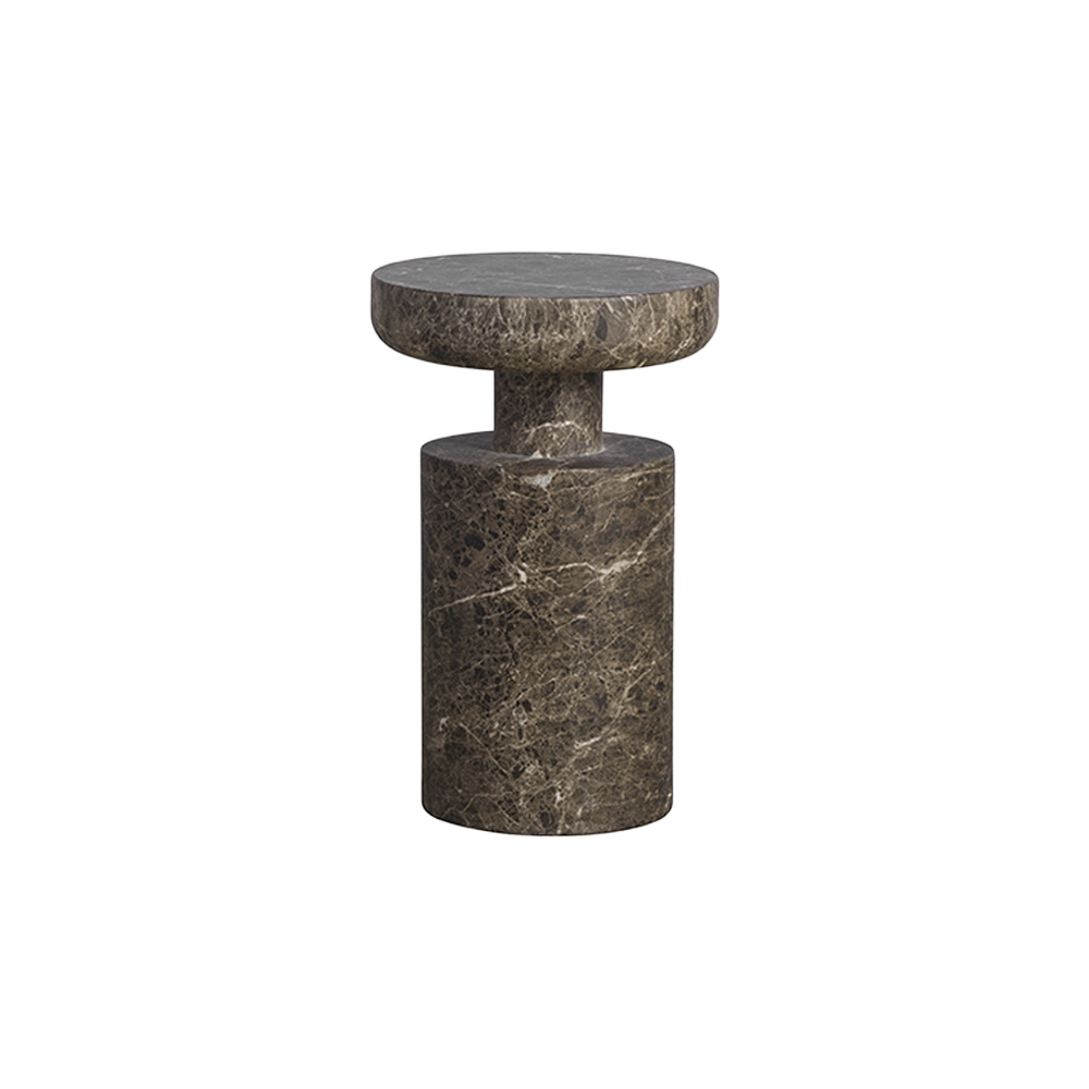 Monaco Round Side Table Brown Marble