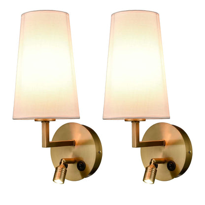 Morbihan Wall Sconce Set of 2 Fabric Wall Lamp with USB Port and Switch