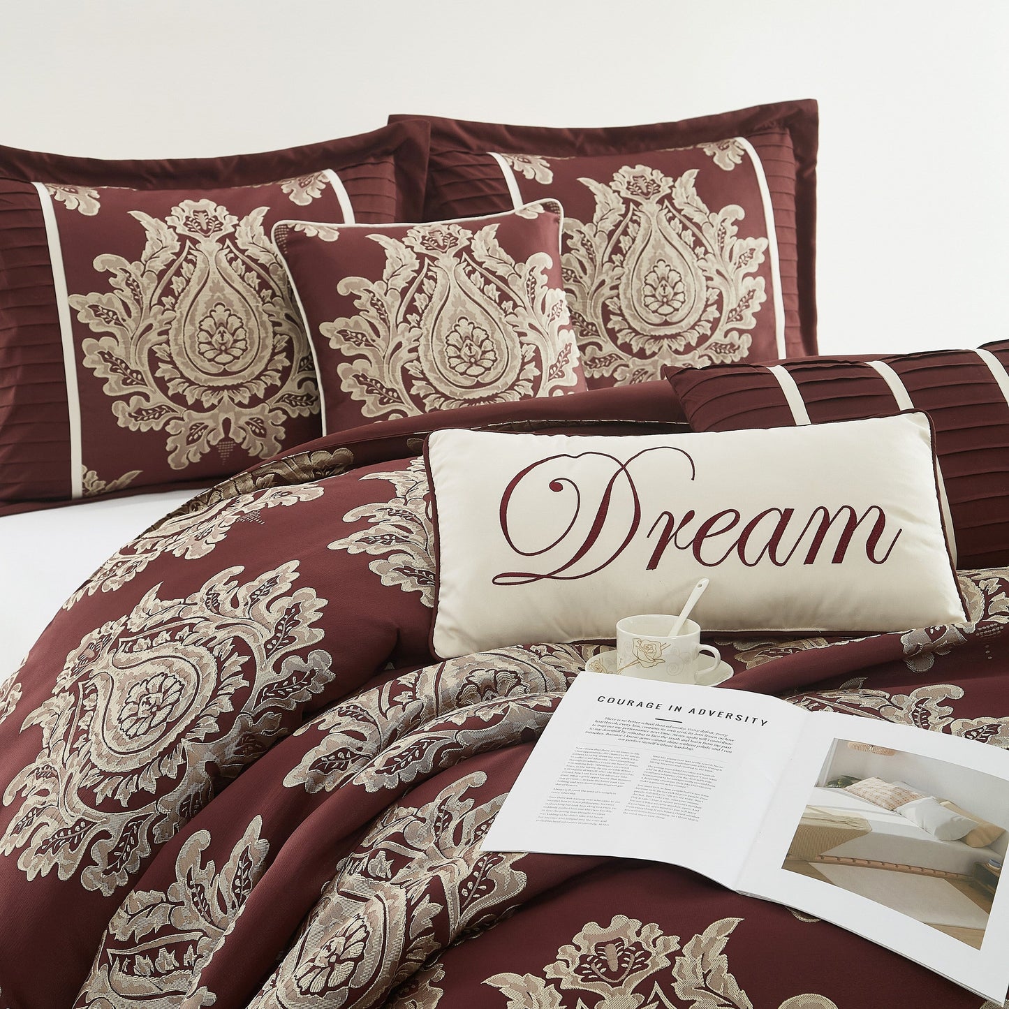 Nanshing Tiana 7 Piece Traditional Damask Comforter Set