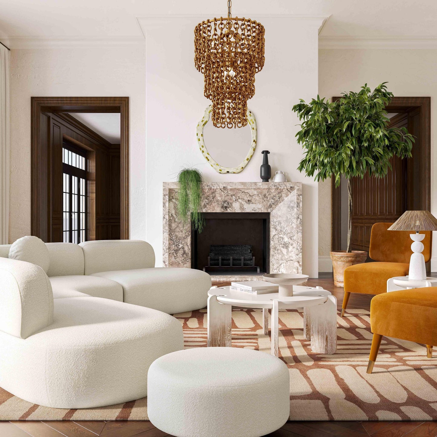 Horizon Cream Boucle Ottoman