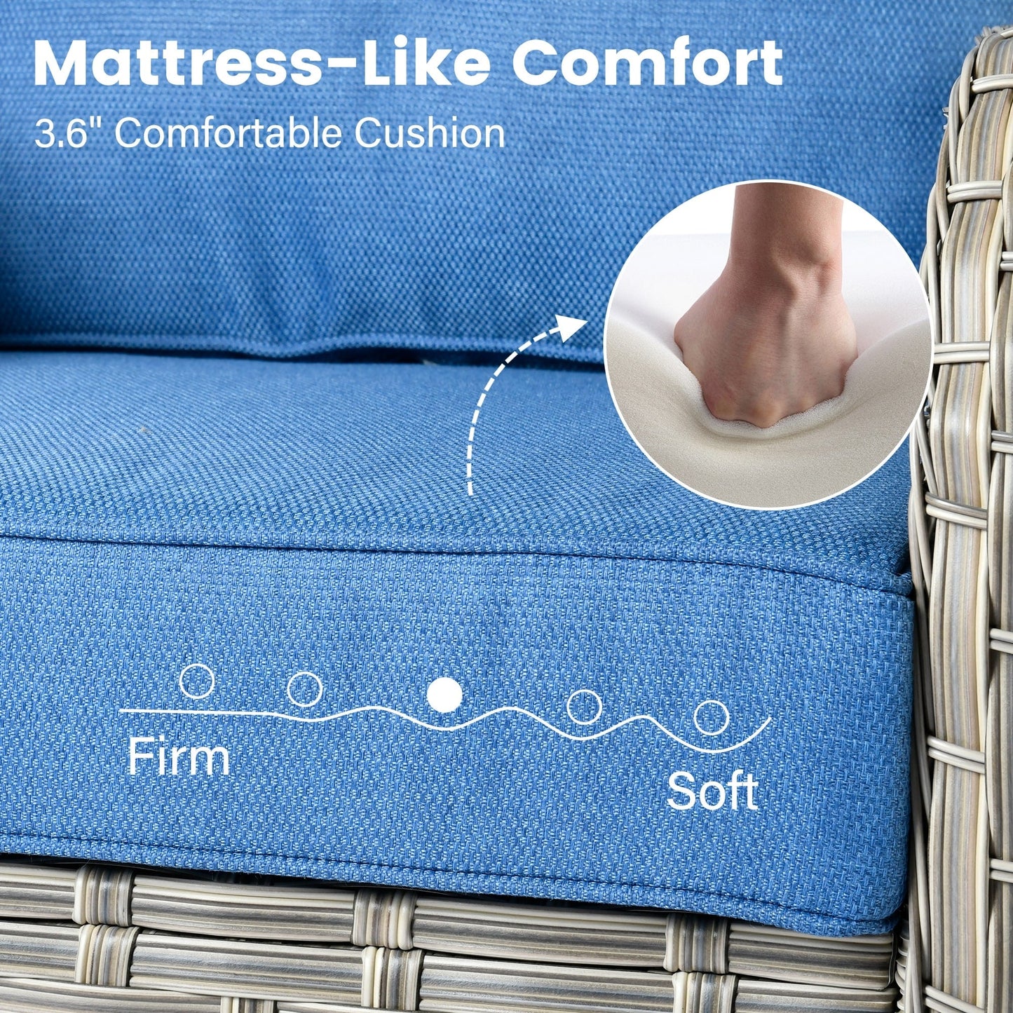 OVIOS 9 Pieces Outdoor Wicker Swivel Chair Set With Fire Table