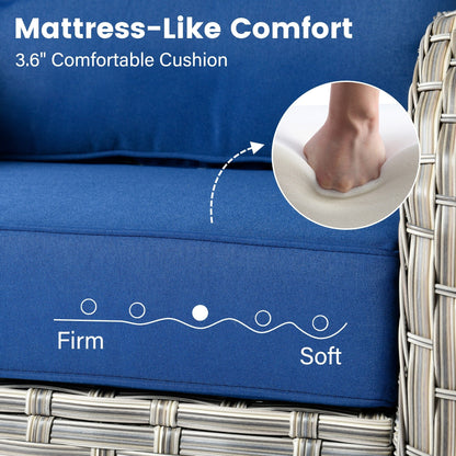 OVIOS 9 Pieces Outdoor Wicker Swivel Chair Set With Fire Table