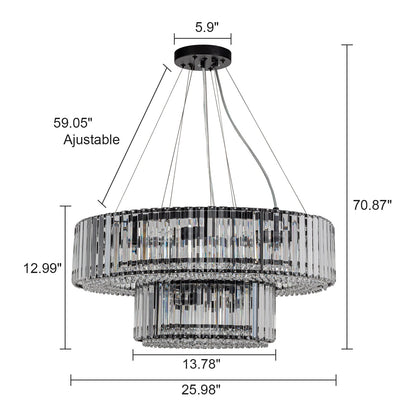 OYIPRO 6/8/12-Light Modern Round Crystal Chandelier Drum Shape Pendant Light for Kitchen Island