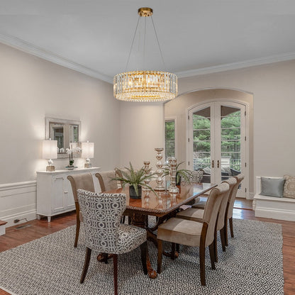 OYIPRO 6/8/12-Light Modern Round Crystal Chandelier Drum Shape Pendant Light for Kitchen Island