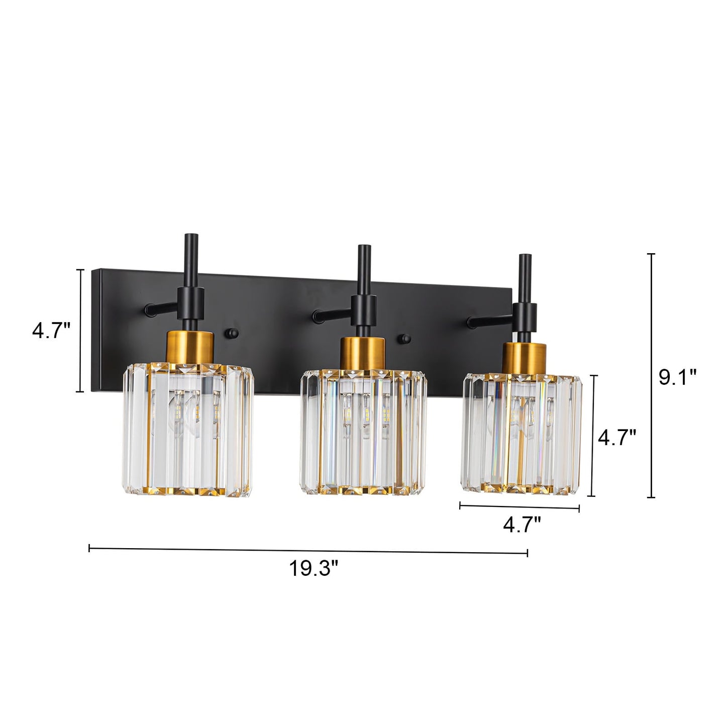 Modern Dimmable Crystal Bathroom Vanity Light Wall Sconces with Crystal Shades