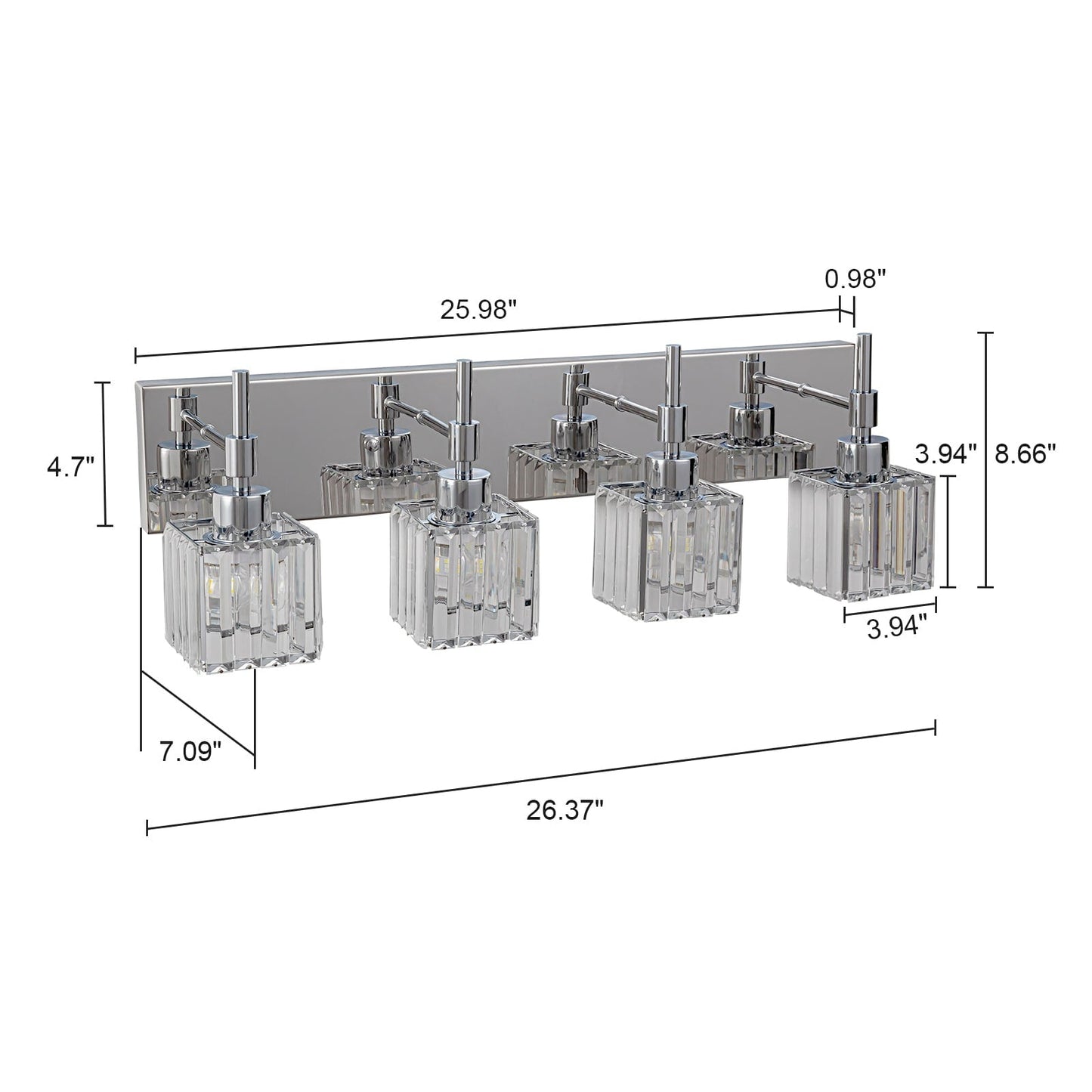 Ora Modern Dimmable Crystal Bathroom Light Fixtures Over Mirror Glam Vanity Lights