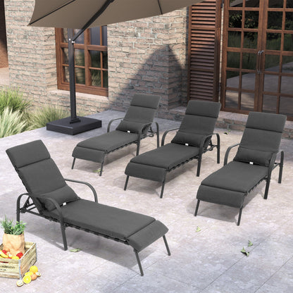 Outdoor Adjustable Patio Chaise Lounge Chair with Cushion Beach Poolside