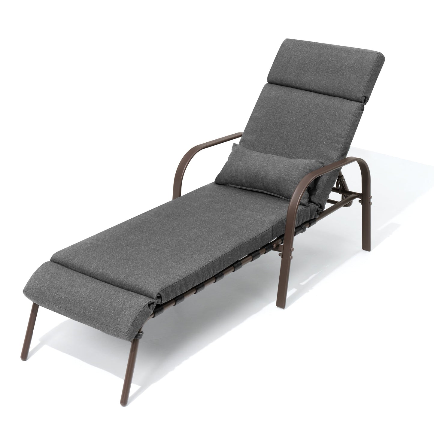 Outdoor Adjustable Patio Chaise Lounge Chair with Cushion Beach Poolside