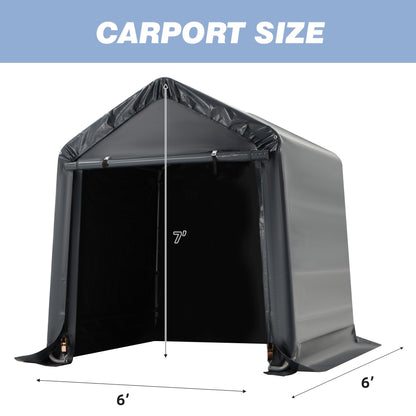 Outdoor Storage Shed and Carport Canopy: Portable Shelter for Bikes, Motorcycles, and Garden Storage