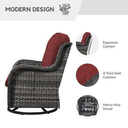 Gymojoy Outdoor Wicker Rocking Lounge Chairs with Swivel Base (Set of 2)