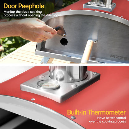 Outdoor Wood Fired Pizza Oven Portable Pizza Oven with Pizze Peel, Carry Bag - 16 inch