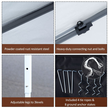 Outsunny 10' x 10' Heavy Duty Pop Up Canopy with Removable Mesh Sidewall Netting, Easy Setup Design, Outdoor Party Event