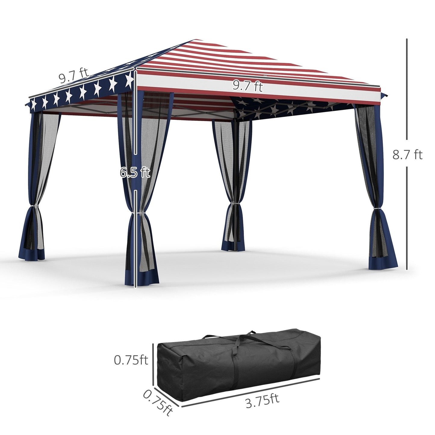 Outsunny 10' x 10' Heavy Duty Pop Up Canopy with Removable Mesh Sidewall Netting, Easy Setup Design, Outdoor Party Event