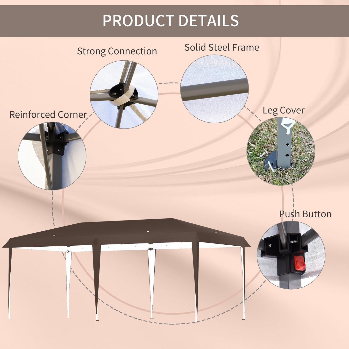 Outsunny Heavy Duty Pop Up Canopy with Sturdy Frame, UV Fighting Roof, Carry Bag for Patio, Backyard, Beach, Garden