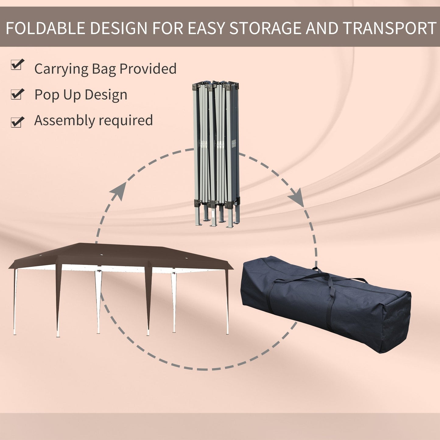 Outsunny Heavy Duty Pop Up Canopy with Sturdy Frame, UV Fighting Roof, Carry Bag for Patio, Backyard, Beach, Garden